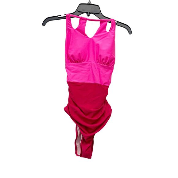 Cupshe Women's Pink Keyhole High Neck Tummy Control One Piece Swimsuit Size M - Picture 1 of 6